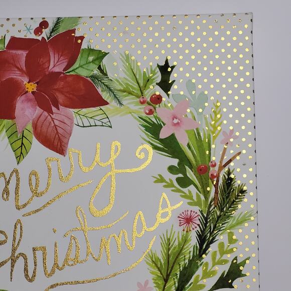 Square "Merry Christmas" Poinsettia Wreath Sign - Picture 4 of 14